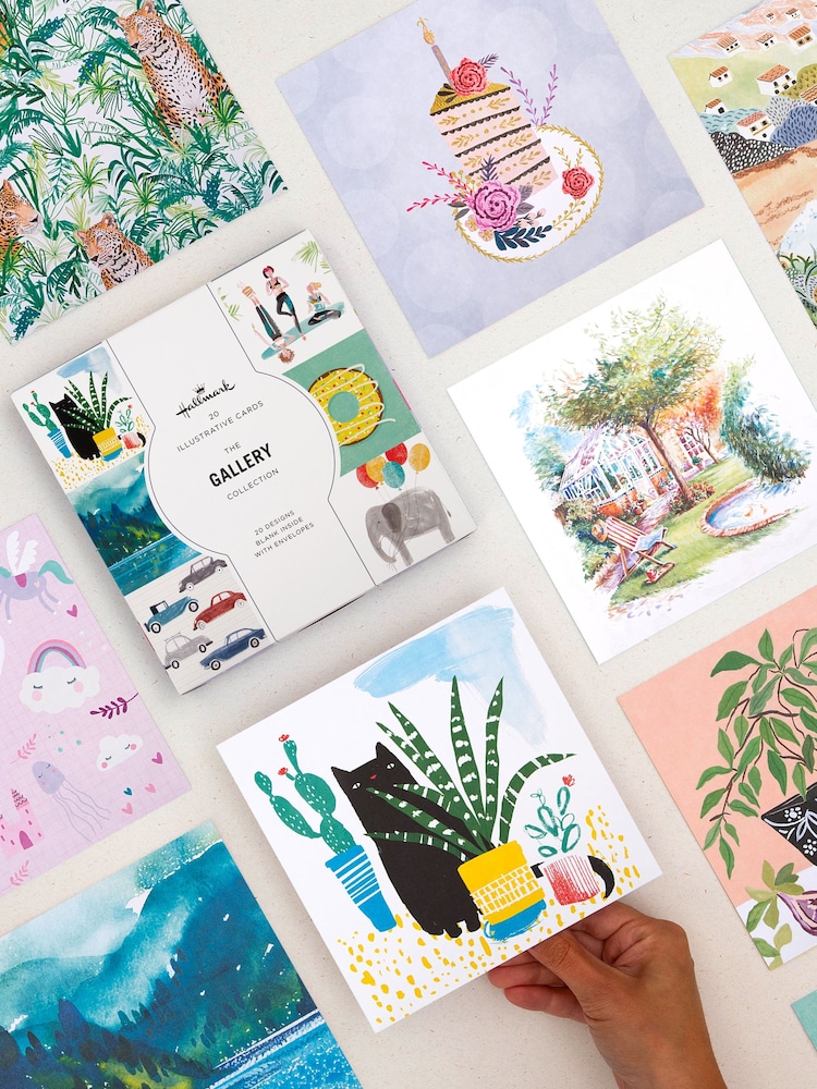 Hallmark Blue 20 Pack Blank Cards In Illustrated Designs - Image 1 of 4