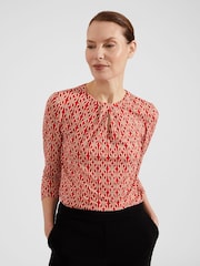 Hobbs Red Julia Printed Top - Image 1 of 4