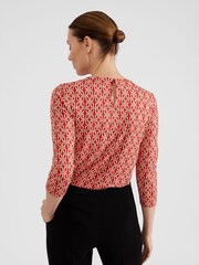 Hobbs Red Julia Printed Top - Image 2 of 4