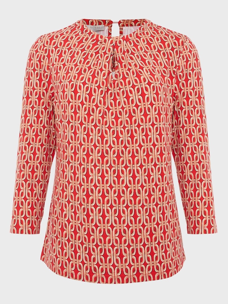 Hobbs Red Julia Printed Top - Image 4 of 4
