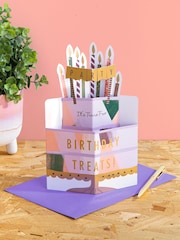 Hallmark Gold Birthday Card 3D Pop Up Cake & Candles Design - Image 1 of 4