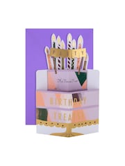 Hallmark Gold Birthday Card 3D Pop Up Cake & Candles Design - Image 2 of 4