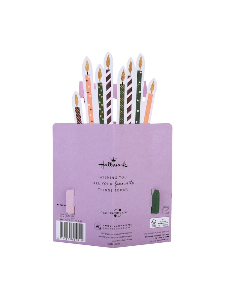 Hallmark Gold Birthday Card 3D Pop Up Cake & Candles Design - Image 4 of 4