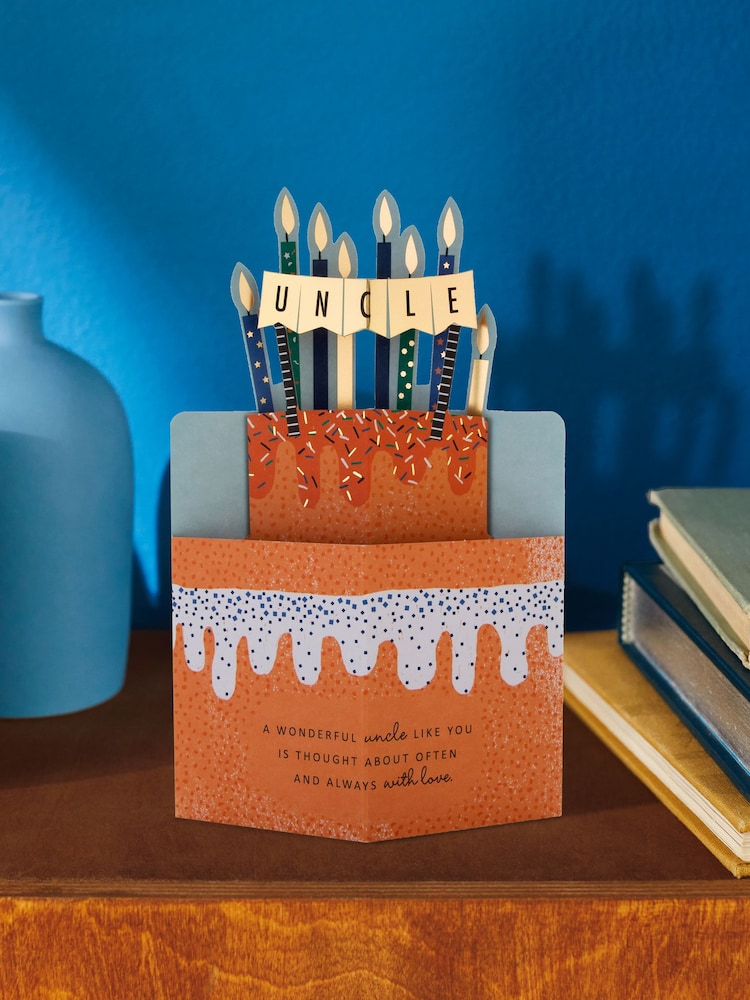 Hallmark Orange Birthday Card for Uncle 3D Cake & Candles Design - Image 1 of 4