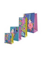 Hallmark Blue Set of 4 Gift Bags In Floral Designs - Image 2 of 4