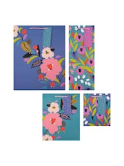 Hallmark Blue Set of 4 Gift Bags In Floral Designs - Image 4 of 4