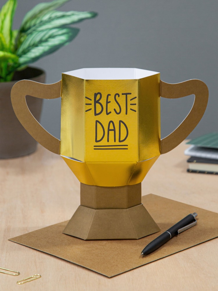 Hallmark Gold Birthday Card for Dad 3D 'Best Dad' Trophy Design - Image 1 of 4 Hallmark Gold Birthday Card for Dad 3D 'Best Dad' Trophy Design - Image 1 of 4