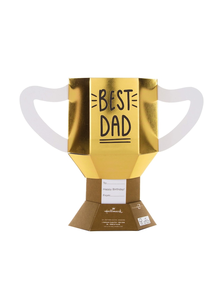 Hallmark Gold Birthday Card for Dad 3D 'Best Dad' Trophy Design - Image 4 of 4 Hallmark Gold Birthday Card for Dad 3D 'Best Dad' Trophy Design - Image 4 of 4