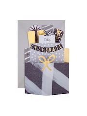 Hallmark Silver Let's Celebrate Card 3D Pop Up Presents Design - Image 2 of 4