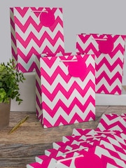 Hallmark Pink Set of 12 Medium Gift Bags In Zig-Zag Design - Image 1 of 4
