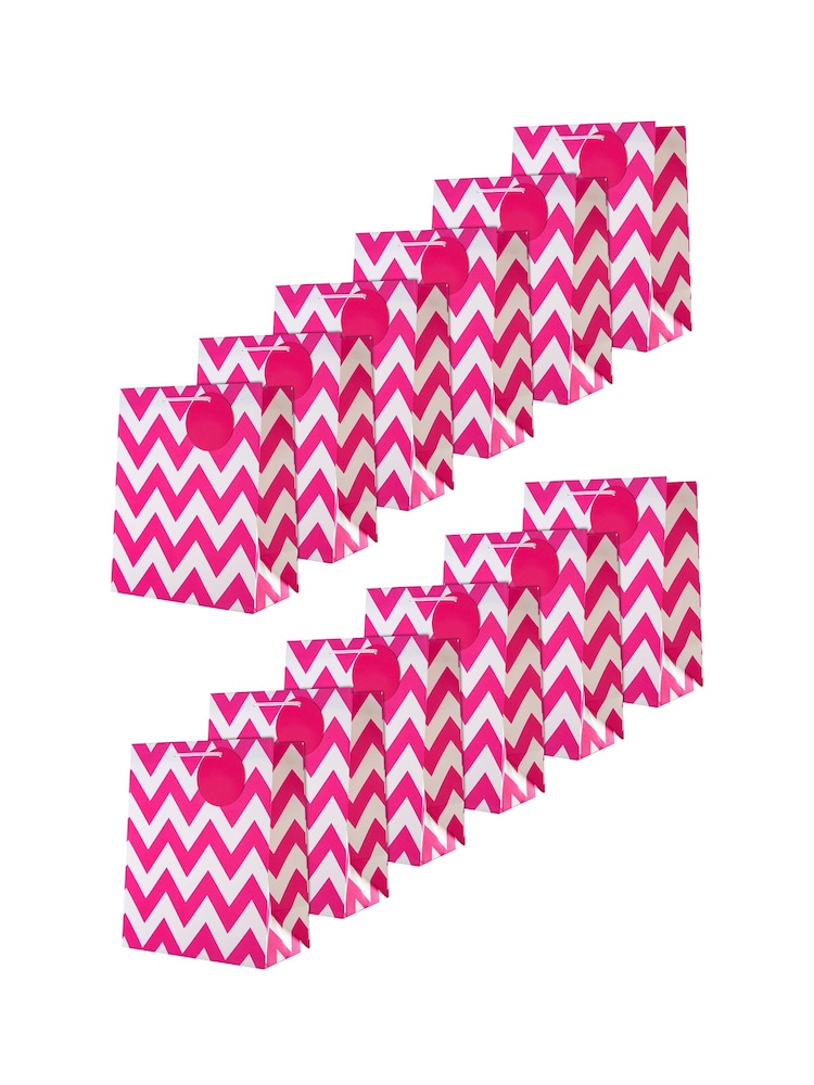 Hallmark Pink Set of 12 Medium Gift Bags In Zig-Zag Design - Image 2 of 4