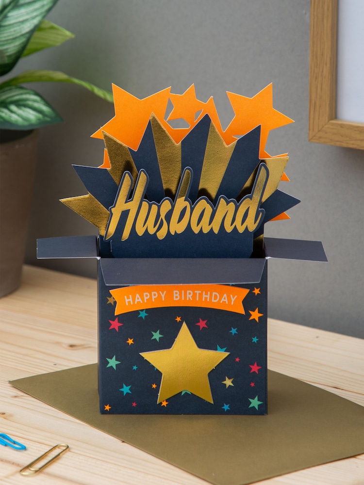 Hallmark Blue Birthday Card for Husband 3D Present Design - Image 1 of 4