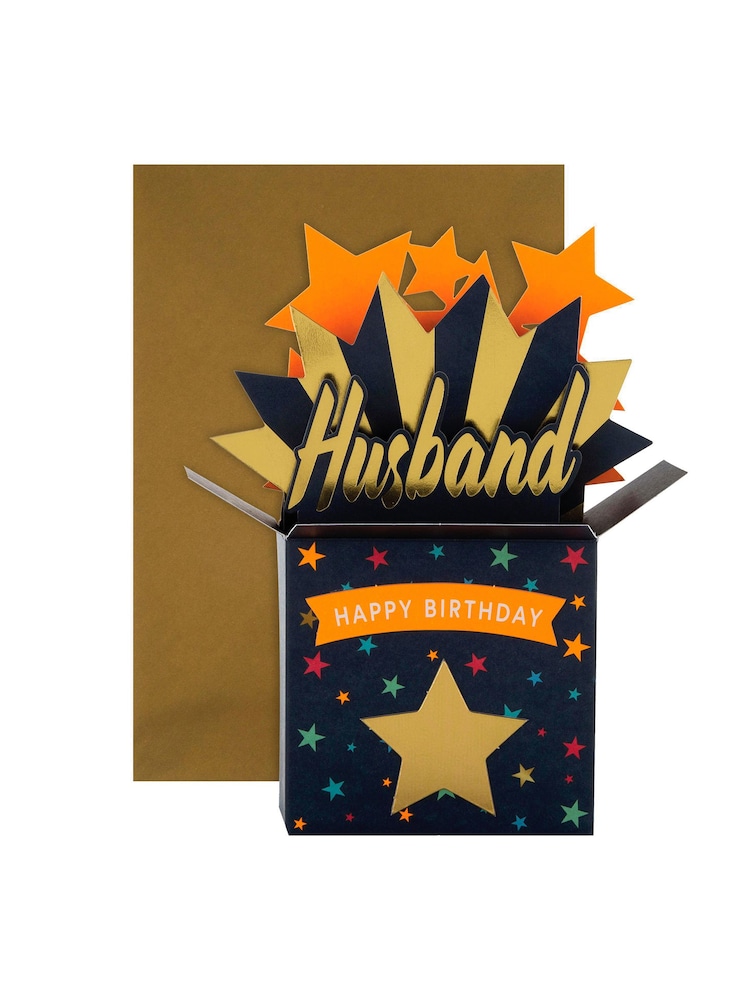 Hallmark Blue Birthday Card for Husband 3D Present Design - Image 2 of 4