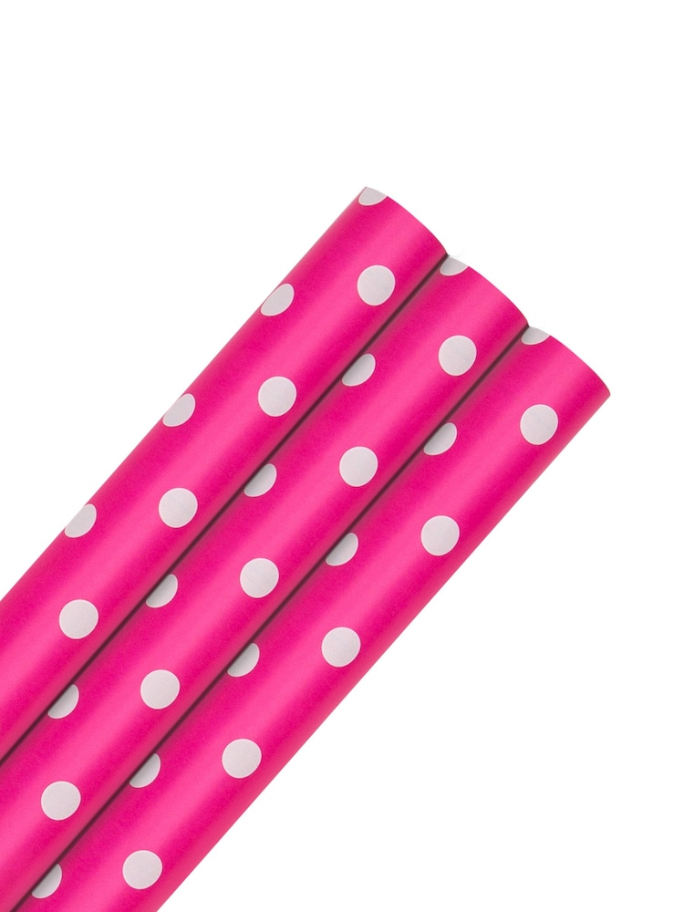 Hallmark Pink 6M Pack of 3 Polka Dot Wrapping Paper - Image 2 of 4