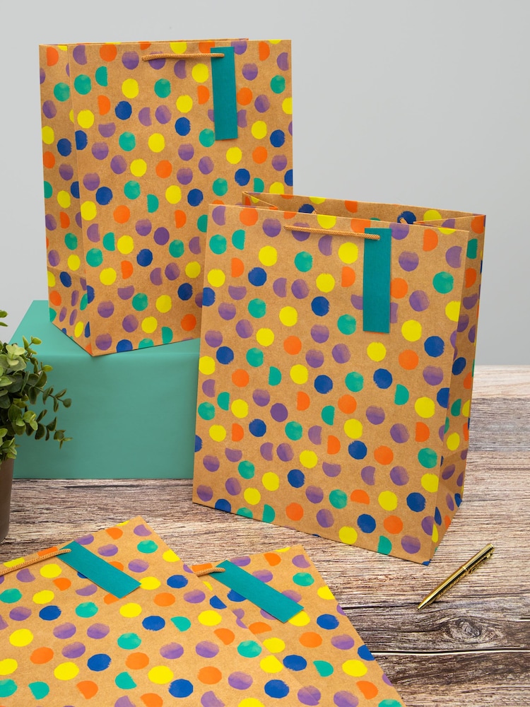 Hallmark Brown Set of 4 Large Gift Bags In Confetti Design - Image 1 of 4
