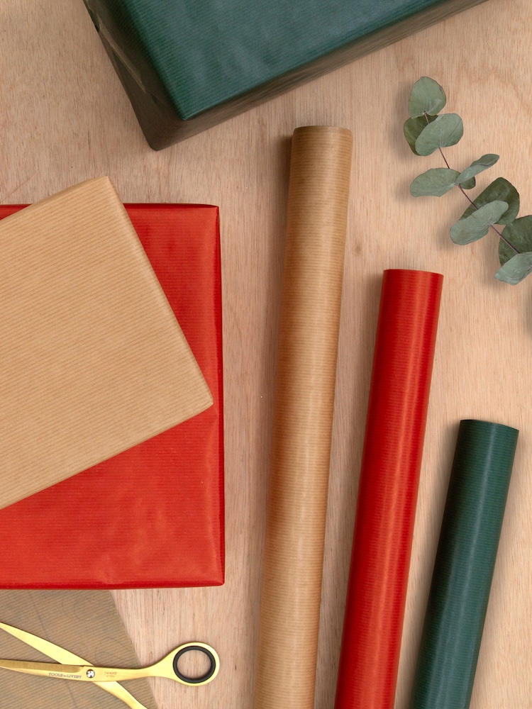 Hallmark Brown 9M Pack of 3 Kraft Wrapping Paper in 3 Colours - Image 1 of 4 Hallmark Brown 9M Pack of 3 Kraft Wrapping Paper in 3 Colours - Image 1 of 4