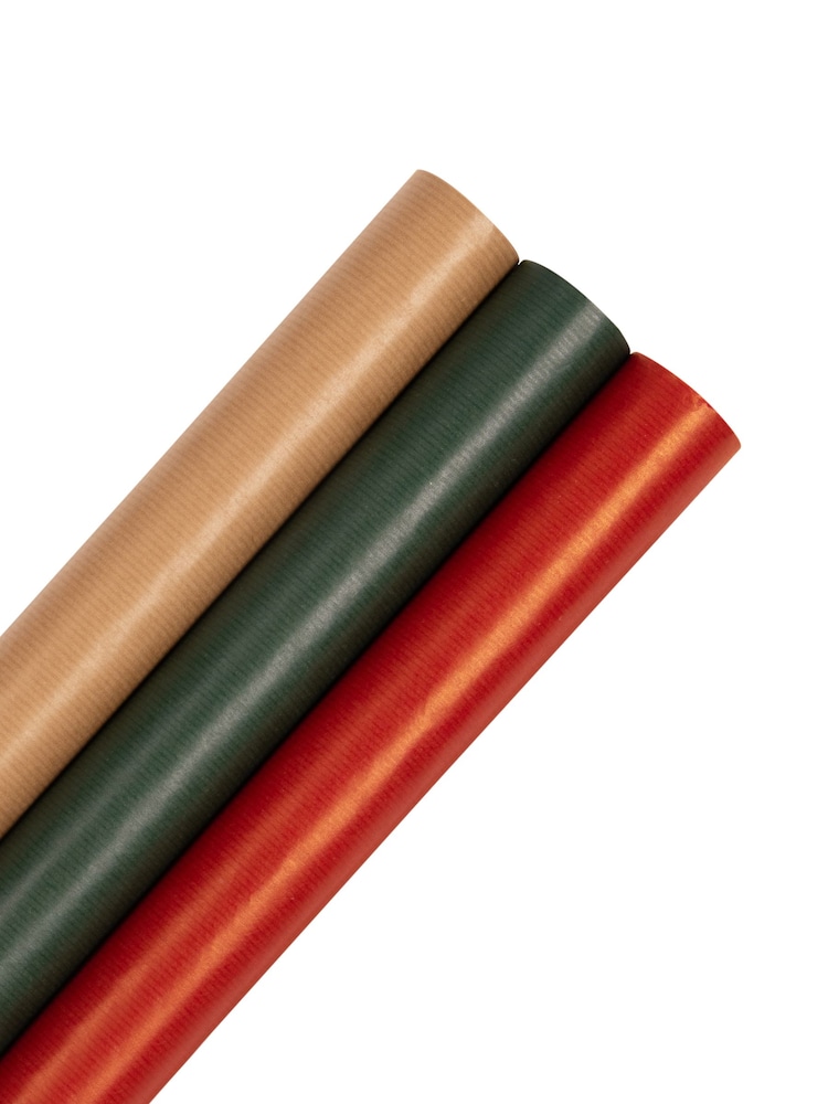 Hallmark Brown 9M Pack of 3 Kraft Wrapping Paper in 3 Colours - Image 2 of 4