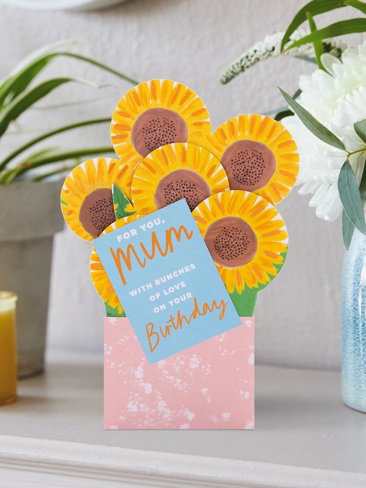 Hallmark Yellow Birthday Card for Mum Pop up 3D Sunflowers Design - Image 1 of 4