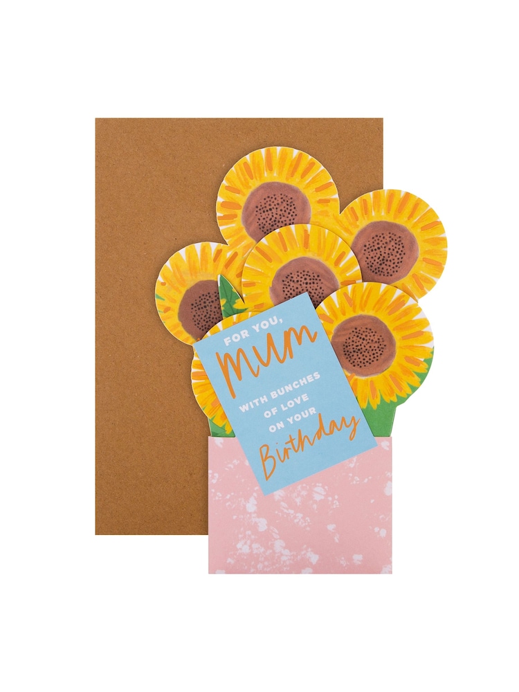 Hallmark Yellow Birthday Card for Mum Pop up 3D Sunflowers Design - Image 2 of 4