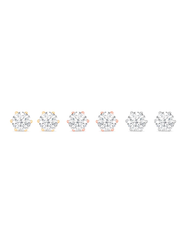 Mood Silver Crystal Stud Earrings 3 Pack - Image 1 of 1