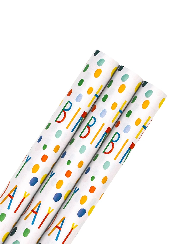Hallmark White 6M Pack of 3 Birthday Wrapping Paper - Image 2 of 4