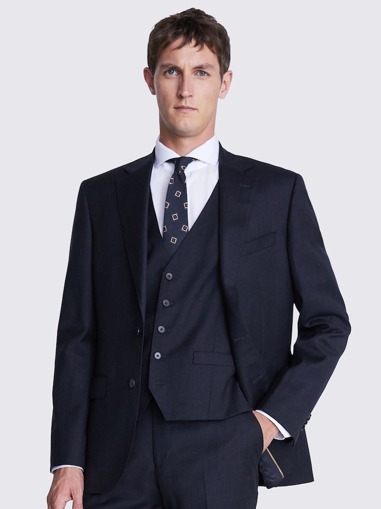 MOSS Blue Regular Fit Twill Jacket - Image 1 of 8
