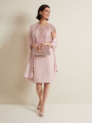 Phase Eight Pink Satin Trim Scarf - Image 3 of 4