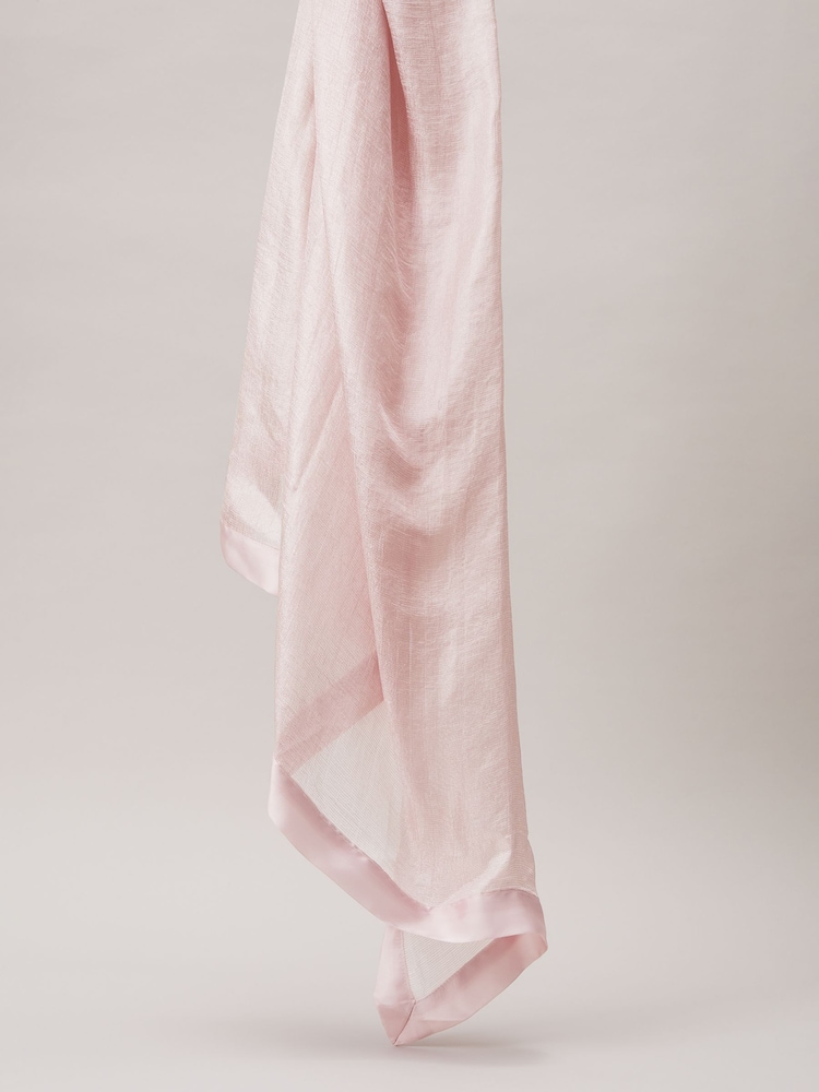 Phase Eight Pink Satin Trim Scarf - Image 4 of 4 Phase Eight Pink Satin Trim Scarf - Image 4 of 4
