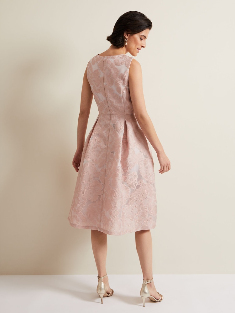 Phase Eight Pink Jacquard Fit Jacesta And Flare Dress - Image 2 of 6