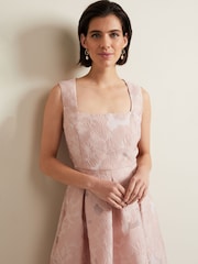 Phase Eight Pink Jacquard Fit Jacesta And Flare Dress - Image 4 of 6