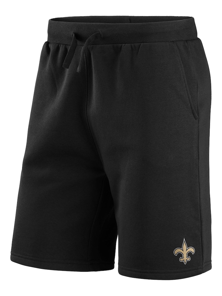 Fanatics NFL New Orleans Saints Primary Logo Graphic Fleece Black Shorts - Image 2 of 3