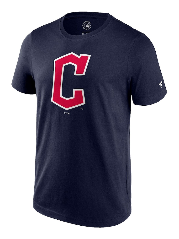 Fanatics Blue MLB Cleveland Guardians Primary Logo Graphic 100% Cotton T-Shirt - Image 2 of 3 Fanatics Blue MLB Cleveland Guardians Primary Logo Graphic 100% Cotton T-Shirt - Image 2 of 3