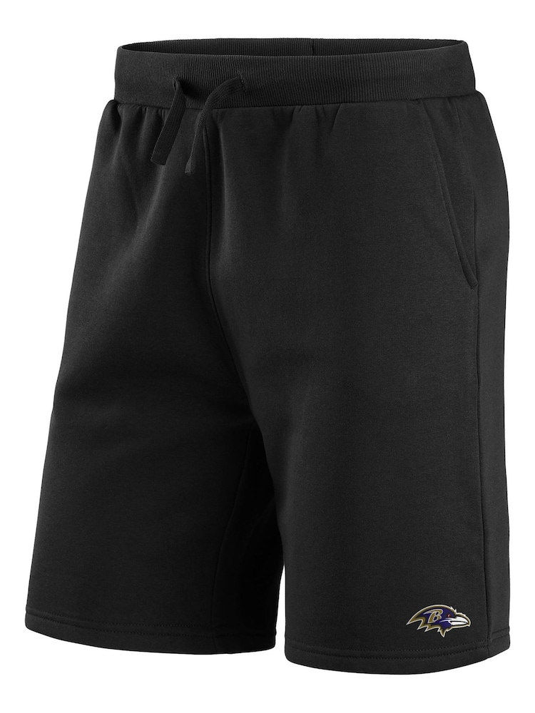 Fanatics NFL Baltimore Ravens Primary Logo Graphic Fleece Black Shorts - Image 2 of 3