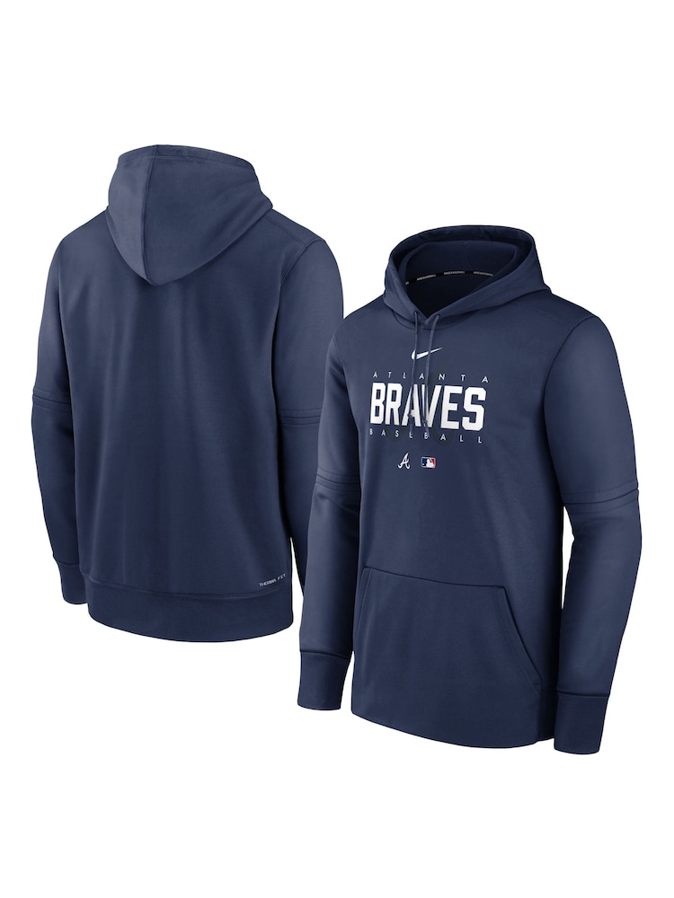 Fanatics Blue MLB Atlanta Braves Authentic Collection Pre Game Therma Hoodie - Image 1 of 3