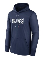 Fanatics Blue MLB Atlanta Braves Authentic Collection Pre Game Therma Hoodie - Image 2 of 3