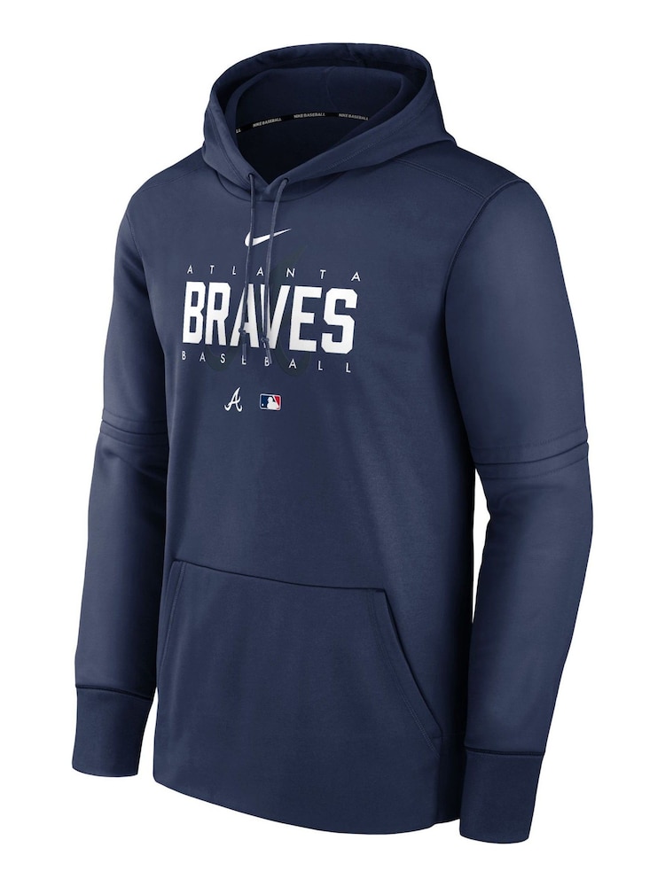 Fanatics Blue MLB Atlanta Braves Authentic Collection Pre Game Therma Hoodie - Image 2 of 3