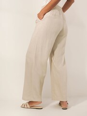 JD Williams Natural Sands Linen Mix Wide Leg Trousers - Image 2 of 5