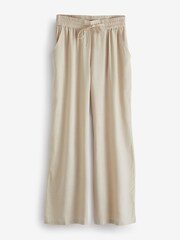 JD Williams Natural Sands Linen Mix Wide Leg Trousers - Image 5 of 5
