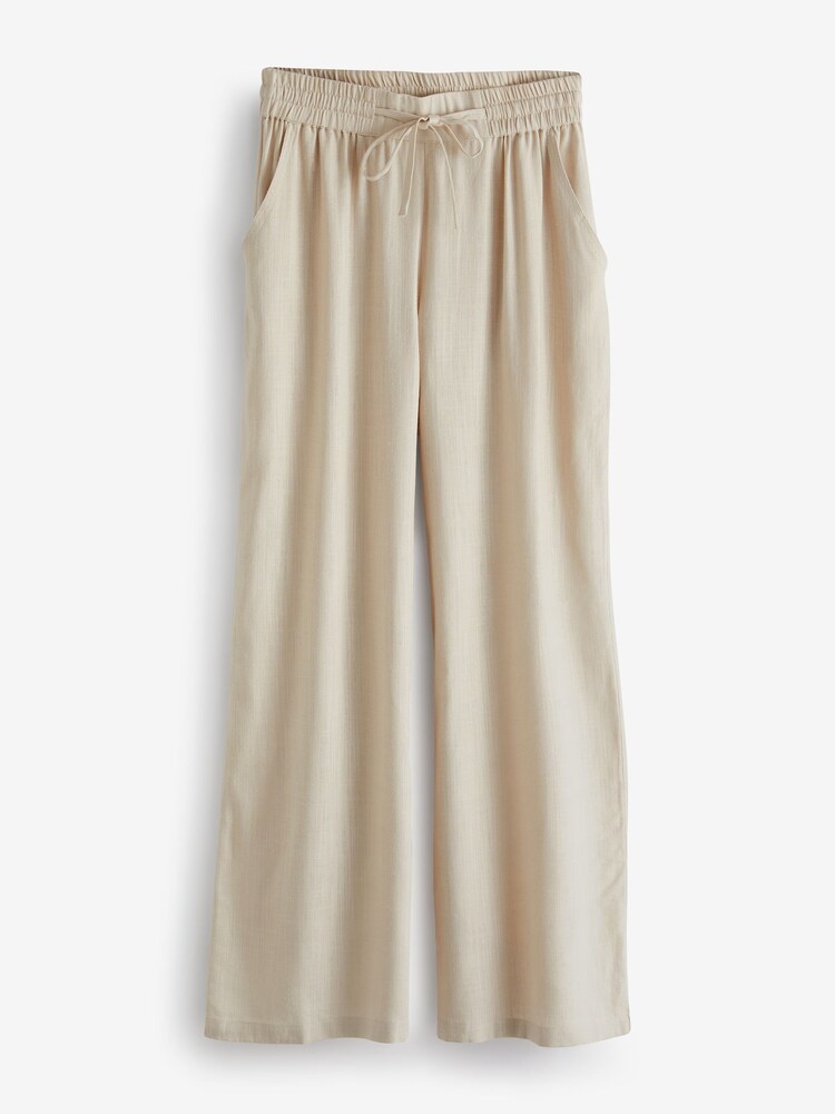 JD Williams Natural Sands Linen Mix Wide Leg Trousers - Image 5 of 5