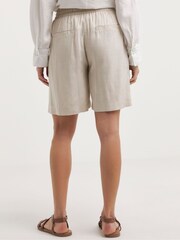 JD Williams Natural Sand Linen Mix Knee Length Shorts - Image 2 of 5