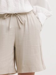 JD Williams Natural Sand Linen Mix Knee Length Shorts - Image 4 of 5