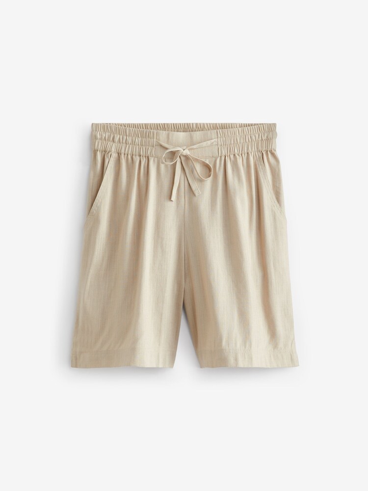 JD Williams Natural Sand Linen Mix Knee Length Shorts - Image 5 of 5