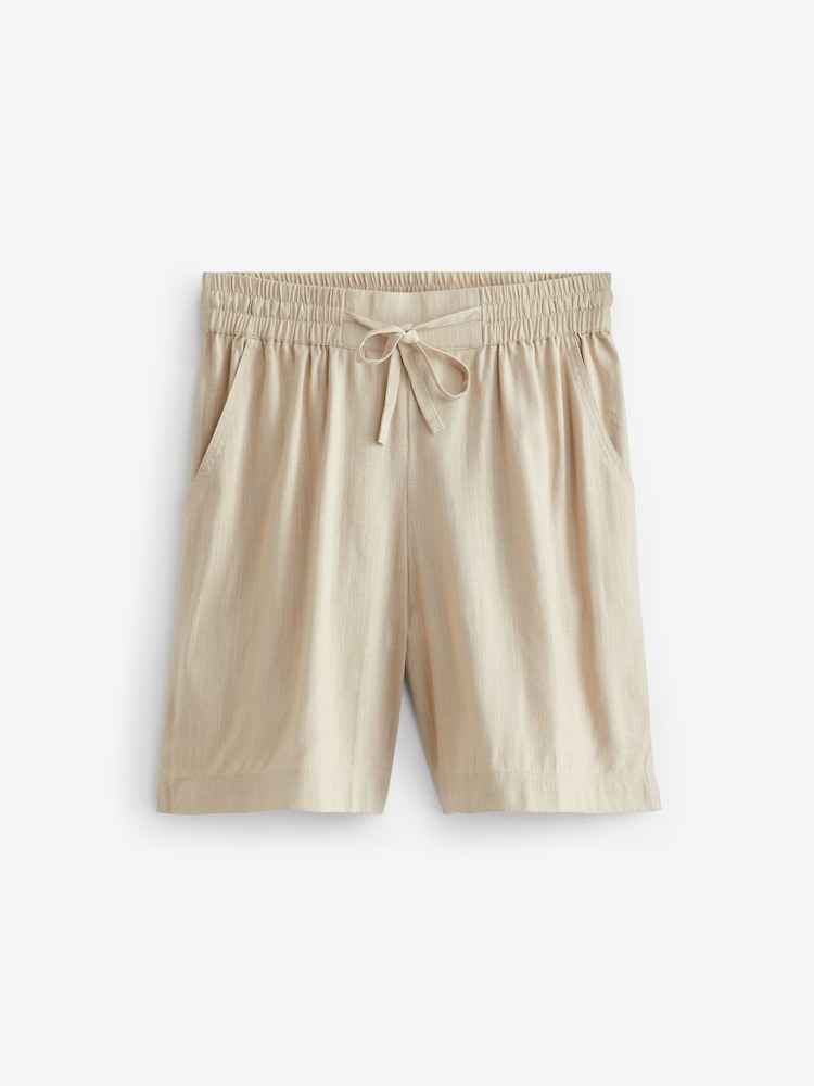 JD Williams Natural Sand Linen Mix Knee Length Shorts - Image 5 of 5 JD Williams Natural Sand Linen Mix Knee Length Shorts - Image 5 of 5