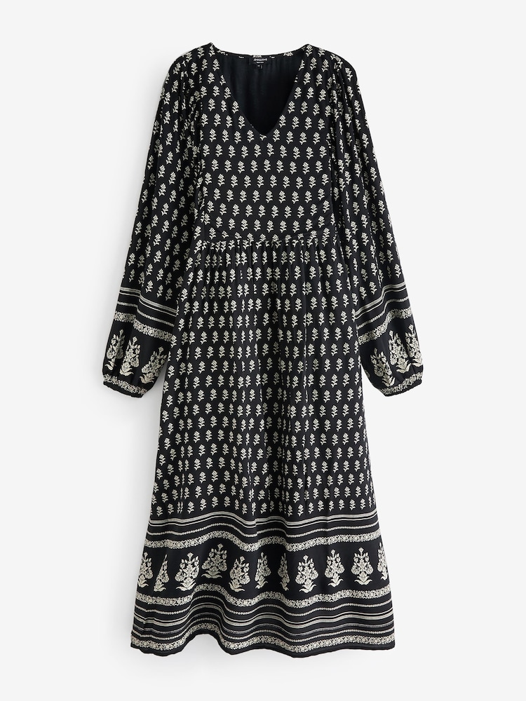 JD Williams Black Border Print Batwing Smock Maxi Dress - Image 5 of 5