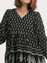 JD Williams Black Printed Batwing Smock Top - Image 4 of 5