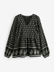 JD Williams Black Printed Batwing Smock Top - Image 5 of 5