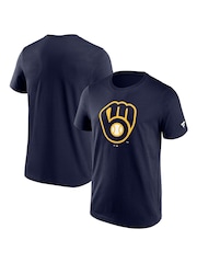 Fanatics Blue 100% Cotton MLB Milwaukee Brewers Primary Logo Graphic T-Shirt - Image 1 of 3