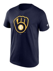 Fanatics Blue 100% Cotton MLB Milwaukee Brewers Primary Logo Graphic T-Shirt - Image 2 of 3
