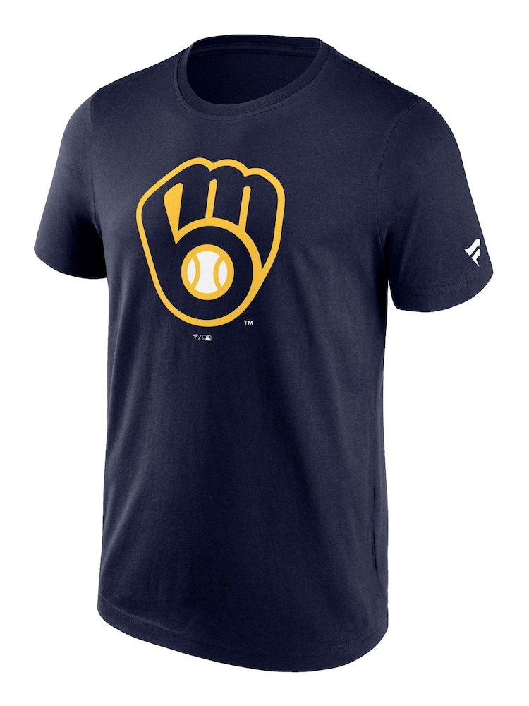 Fanatics Blue 100% Cotton MLB Milwaukee Brewers Primary Logo Graphic T-Shirt - Image 2 of 3