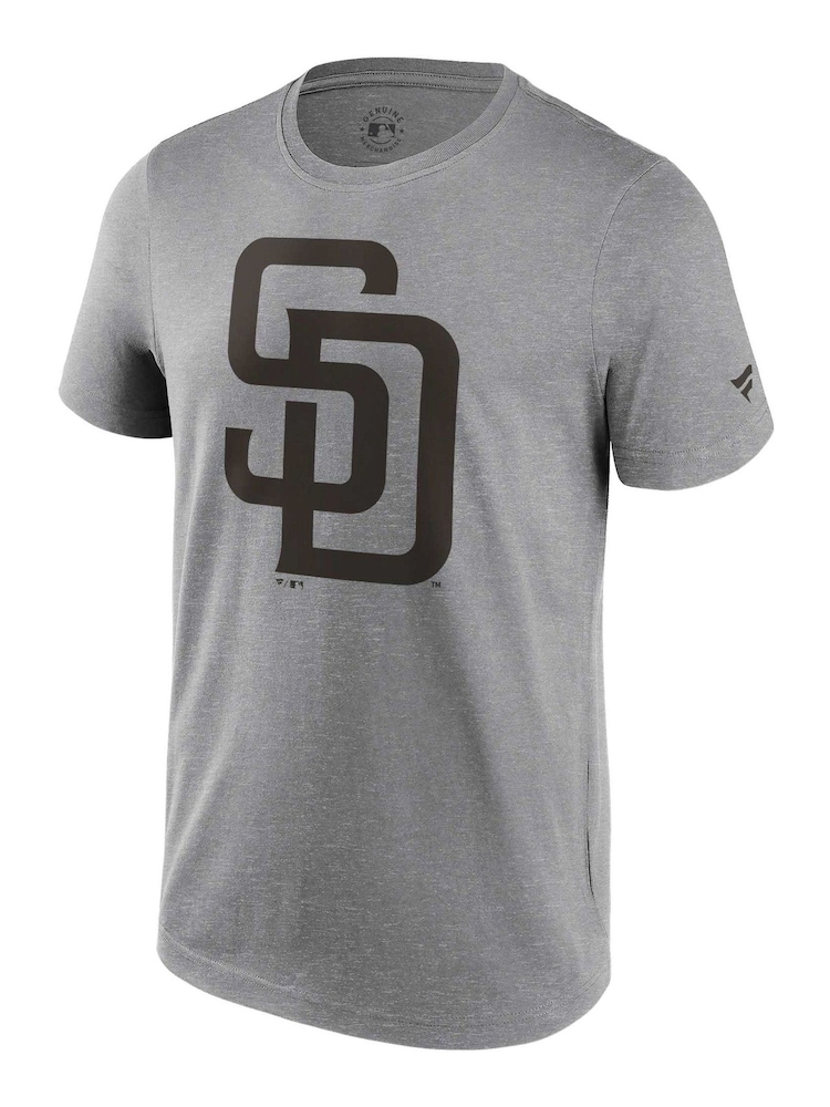 Fanatics Grey MLB San Diego Padres Primary Logo Graphic 100% Cotton T-Shirt - Image 3 of 3